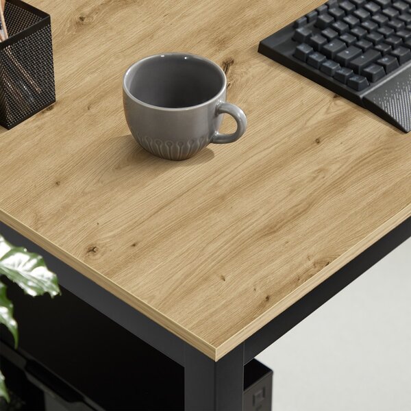 Černý jídelní stůl s deskou v dekoru dub artisan TESSA 120x60 cm