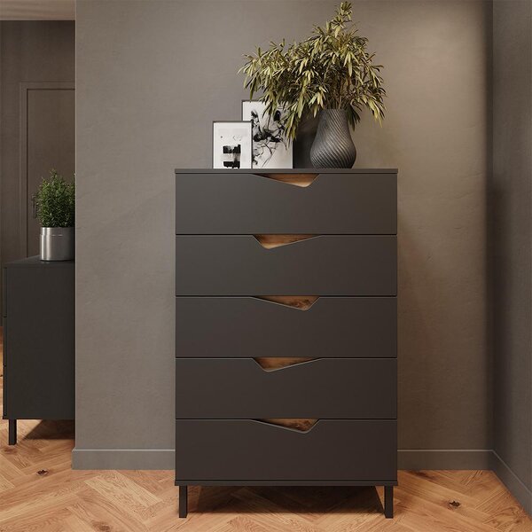 Kredenc Vicco Marelle Antracit/Řemeslný dub 76 x 120 cm s 5 zásuvkami, Model 57846