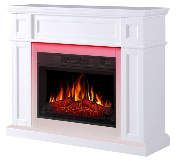 ArtiFlame Elektrický krb LINZ AF23S Elektrický stojící krb s topením 18W realistický efekt plamene LED osvětlení v 16 barvách dálkové ovládání bílý