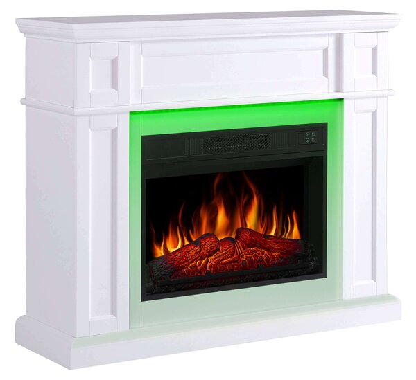 ArtiFlame Elektrický krb LINZ AF23S Elektrický stojící krb s topením 18W realistický efekt plamene LED osvětlení v 16 barvách dálkové ovládání bílý