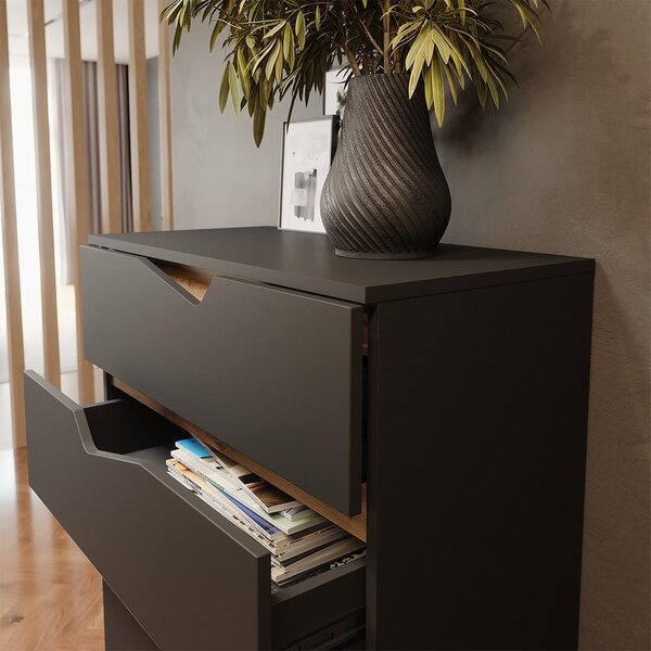 Kredenc Vicco Marelle Antracit/Řemeslný dub 76 x 120 cm s 5 zásuvkami, Model 57846