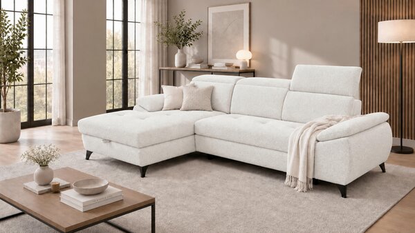 ROHOVÁ SEDAČKA, dřevo, textil, kompozitní dřevo, krémová, bílá MID.YOU - Sedací soupravy, Online Only
