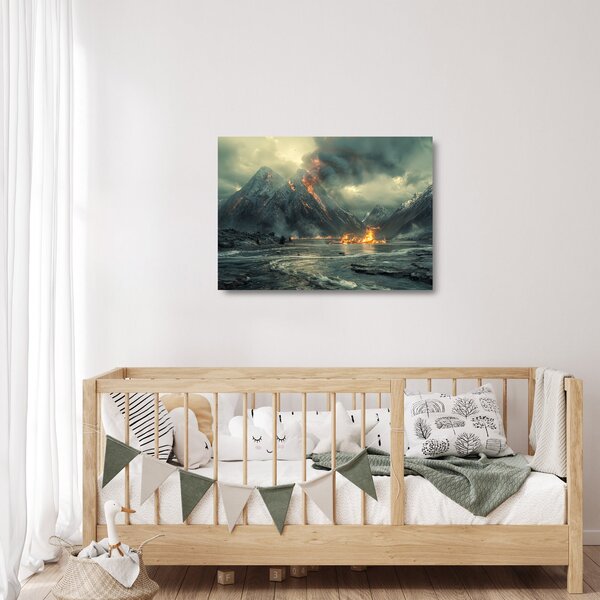 Skleněný obraz - Erupce sopky (70x50 cm)