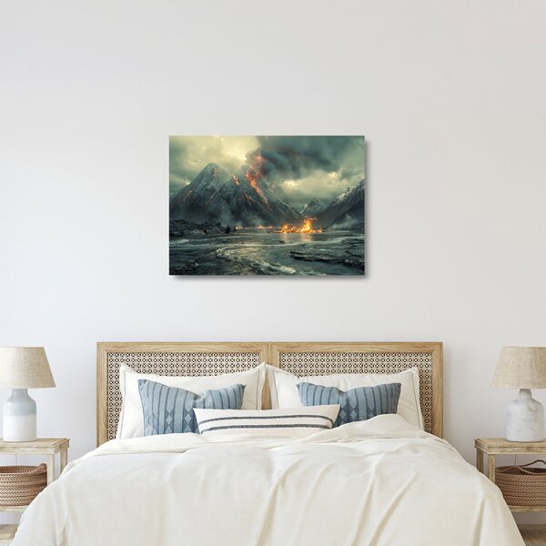 Skleněný obraz - Erupce sopky (70x50 cm)