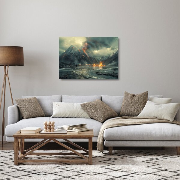 Skleněný obraz - Erupce sopky (70x50 cm)