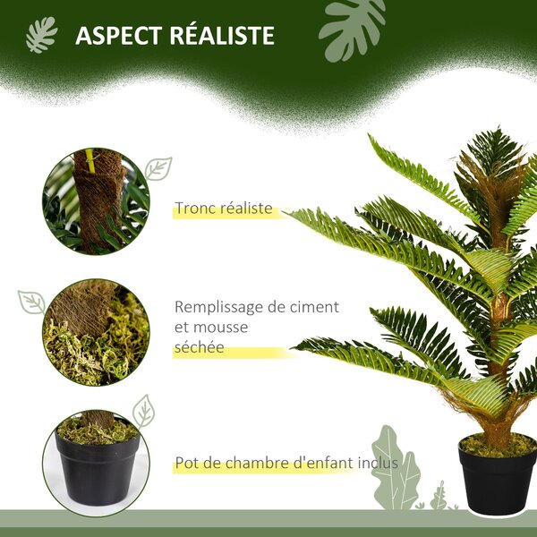 HOMCOM Umělá palma 85 cm s 18 velkými realistickými listy včetně květináče | Aosom