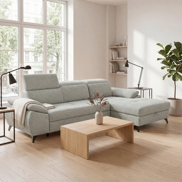 ROHOVÁ SEDAČKA, dřevo, textil, kompozitní dřevo, světle šedá MID.YOU - Sedací soupravy, Online Only