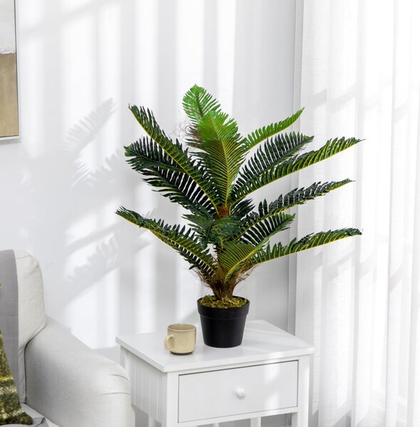HOMCOM Umělá palma 85 cm s 18 velkými realistickými listy včetně květináče | Aosom
