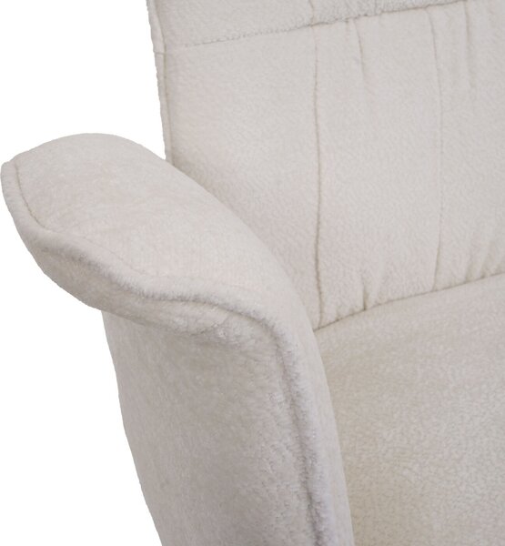 Sada 6 jídelních židlí HWC-N99, otočná područka Auto-Return, tkanina/textil šenil (340 g/m²) Oeko-Tex krémová