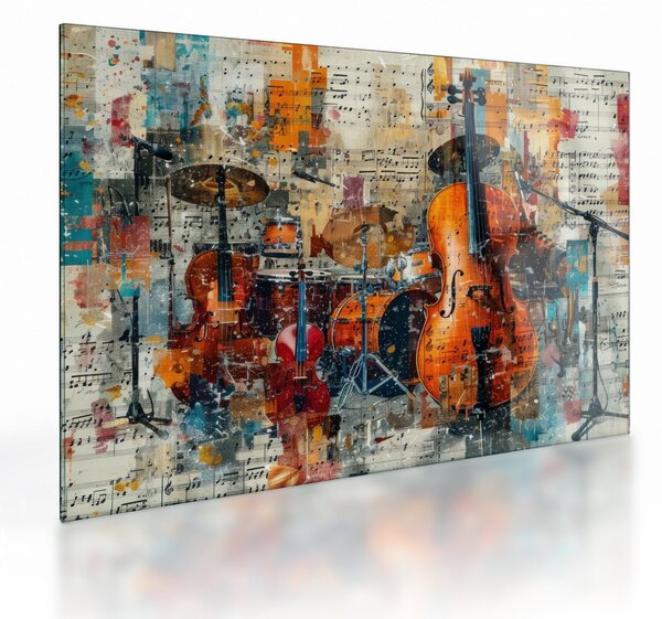 Skleněný obraz - Hudební nástroje (70x50 cm)