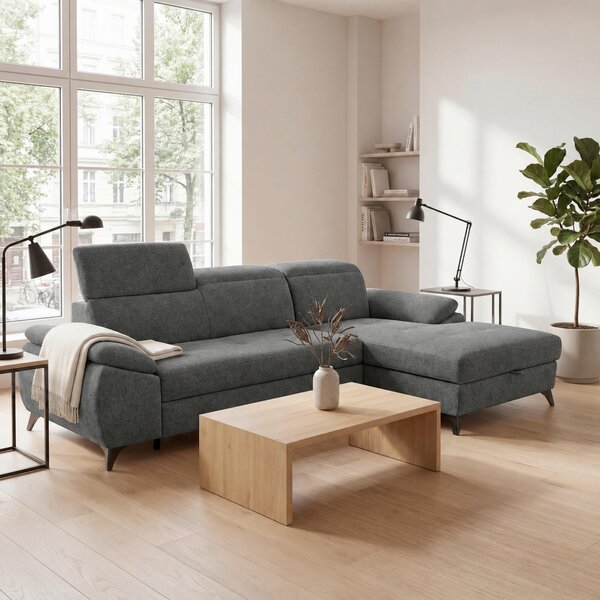 ROHOVÁ SEDAČKA, dřevo, textil, kompozitní dřevo, tmavě šedá MID.YOU - Sedací soupravy, Online Only