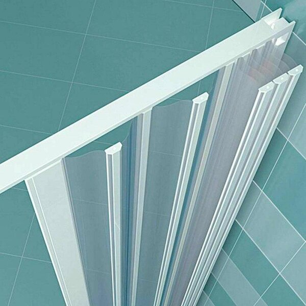 Sprchový kout s panelovými dveřmi s harmonikovým otevíráním, výška 185 cm, z bílého PVC, s nastavitelnou šířkou – 70–80 x 80–90