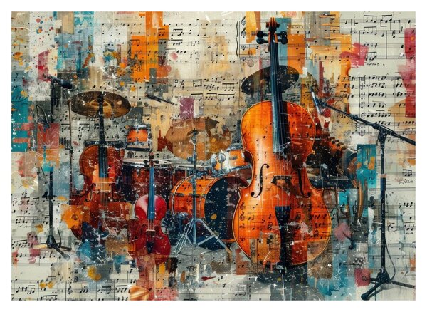 Skleněný obraz - Hudební nástroje (70x50 cm)