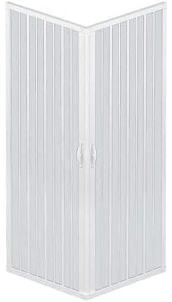 Sprchový kout s panelovými dveřmi s harmonikovým otevíráním, výška 185 cm, z bílého PVC, s nastavitelnou šířkou – 70–80 x 80–90