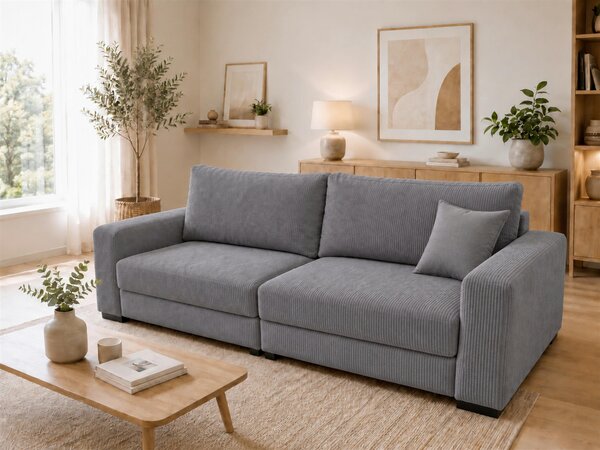 TŘÍMÍSTNÁ POHOVKA, dřevo, textil, kompozitní dřevo, šedá MID.YOU - Pohovky, Online Only