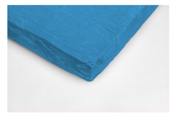 Tyrkysově modré mikroplyšové prostěradlo My House, 180 x 200 cm