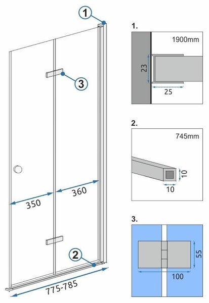 Sprchové Dveře Rea 80 Chrome FOLD N2