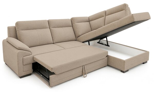ROHOVÁ SEDAČKA, dřevo, textil, kompozitní dřevo, cappuccino MID.YOU - Sedací soupravy, Online Only
