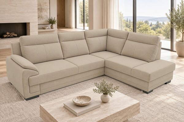 ROHOVÁ SEDAČKA, dřevo, textil, kompozitní dřevo, cappuccino MID.YOU - Sedací soupravy, Online Only