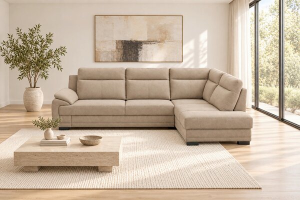 ROHOVÁ SEDAČKA, dřevo, textil, kompozitní dřevo, cappuccino MID.YOU - Sedací soupravy, Online Only