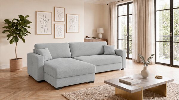 ROHOVÁ SEDAČKA, dřevo, textil, kompozitní dřevo, světle šedá MID.YOU - Rozkládací sedačky, Online Only