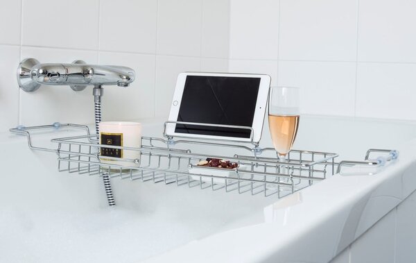 Nastavitelný kovový držák na vanu ve stříbrné barvě PT LIVING Tub, 61 - 86 cm