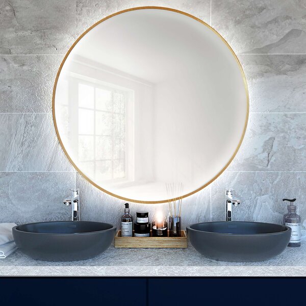 Baltica Design Bright zrcadlo 70x70 cm kulatý s osvětlením zlatá 5904107900216