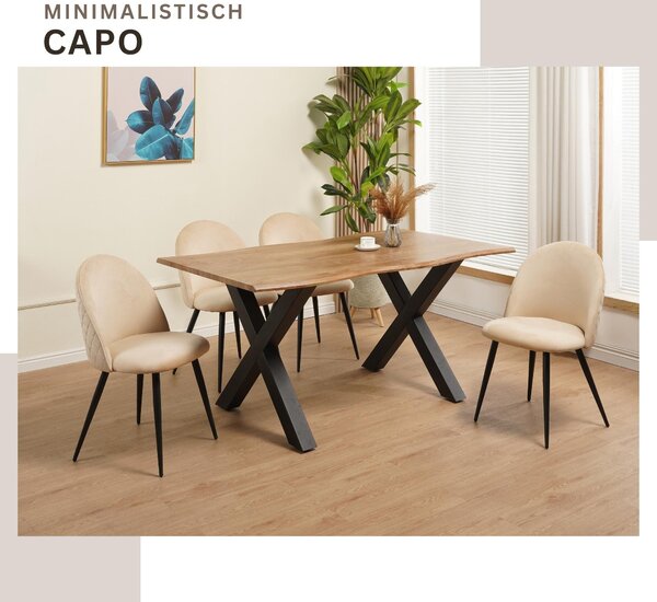 Židle do jídelny Albatros se sametovým potahem sada 4 židlí CAPO, béžová - stylový vintage design, elegantní čalouněná židle k jídelnímu stolu - židle do kuchyně nebo jídelny s vysokou nosností