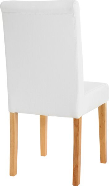 Jídelní židle Littau, kuchyňská židle židle, Imitace kůže bílá matná, světlé nohy