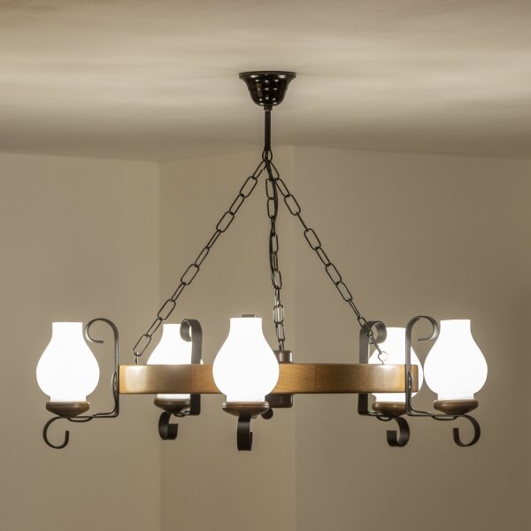 Brilagi - Lustr na řetězu ROATA 5xE14/40W/230V pr. 70 cm buk/ořech