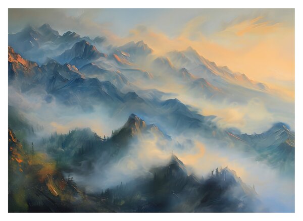 Skleněný obraz - Malovaná horská krajina (70x50 cm)