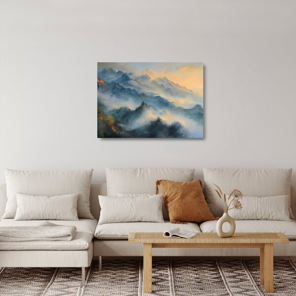 Skleněný obraz - Malovaná horská krajina (70x50 cm)