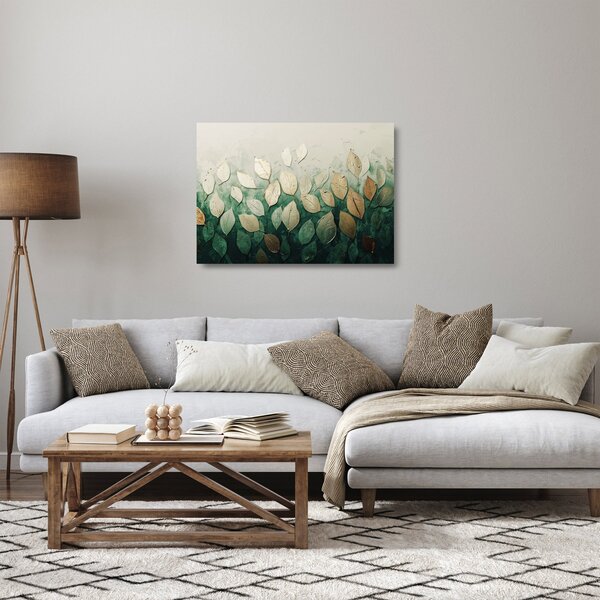 Skleněný obraz - Zlato-zelené listy (70x50 cm)