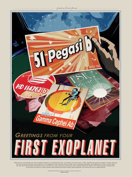 Obrazová reprodukce Greetings from your first Exoplanet (Retro Intergalactic Space Travel) NASA, (30 x 40 cm)