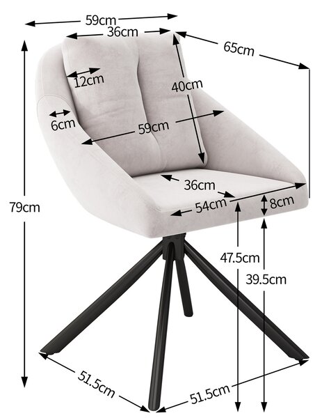 SWeiko jídelní židle sametová židle čalouněná židle otočná židle, prodyšná sametová tkanina, ergonomický design, 6 ks, béžová barva