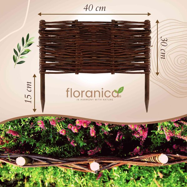 Floranica 10 kusů Vrbový plot 30 cm x 40 cm – Zahradní plot z vrbového proutí Palisáda Přírodní oplocení Ohraničení záhonu