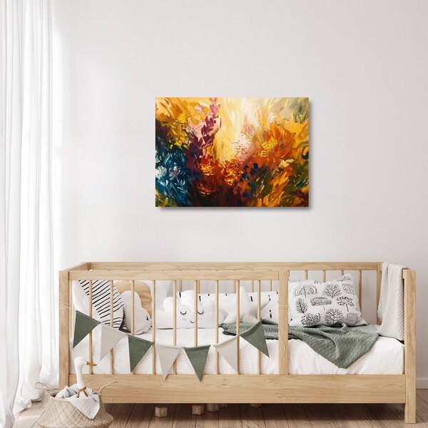 Skleněný obraz - Abstraktní malba květin (70x50 cm)