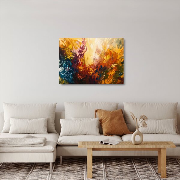 Skleněný obraz - Abstraktní malba květin (70x50 cm)