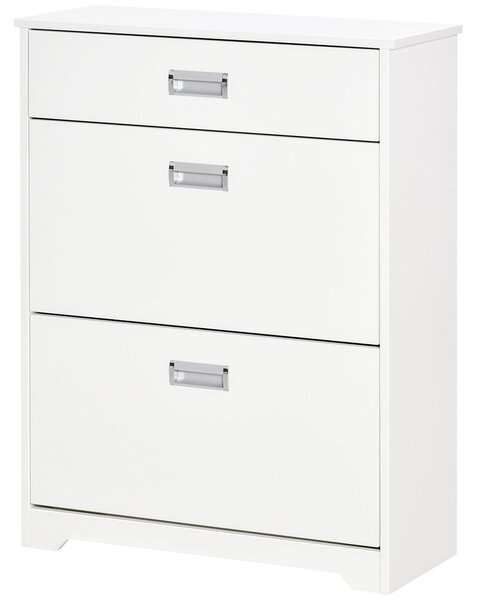 HOMCOM Botník s 2 skládacími zásuvkami, nastavitelnou policí + 1 zásuvkou + 1 pracovní plochou pro až 16 párů, 70cm x 29cm x 92cm, Bílý | Aosom