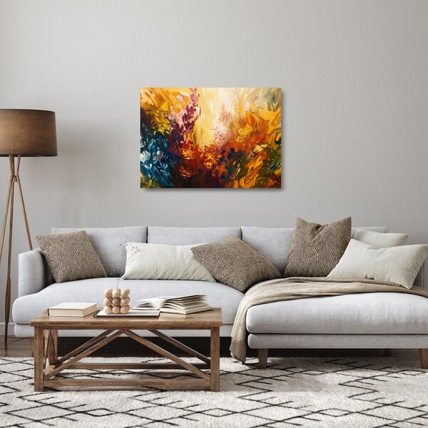 Skleněný obraz - Abstraktní malba květin (70x50 cm)