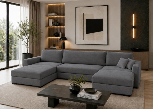 SEDACÍ SOUPRAVA, dřevo, textil, kompozitní dřevo, antracitová MID.YOU - Rozkládací sedačky, Online Only