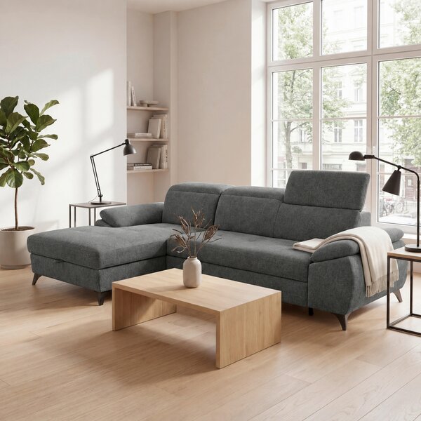 ROHOVÁ SEDAČKA, dřevo, textil, kompozitní dřevo, tmavě šedá MID.YOU - Sedací soupravy, Online Only