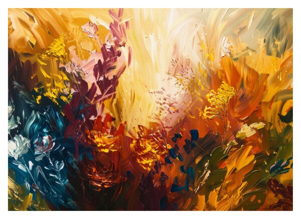 Skleněný obraz - Abstraktní malba květin (70x50 cm)