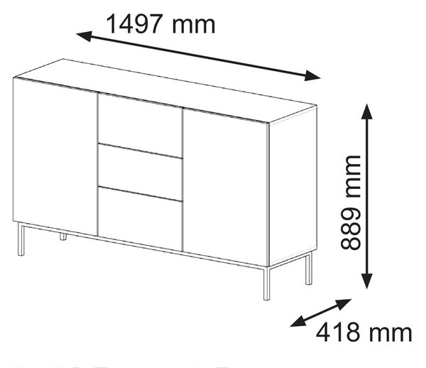 Komoda Rawy 2D3S 2 (bílá). Akce -17%