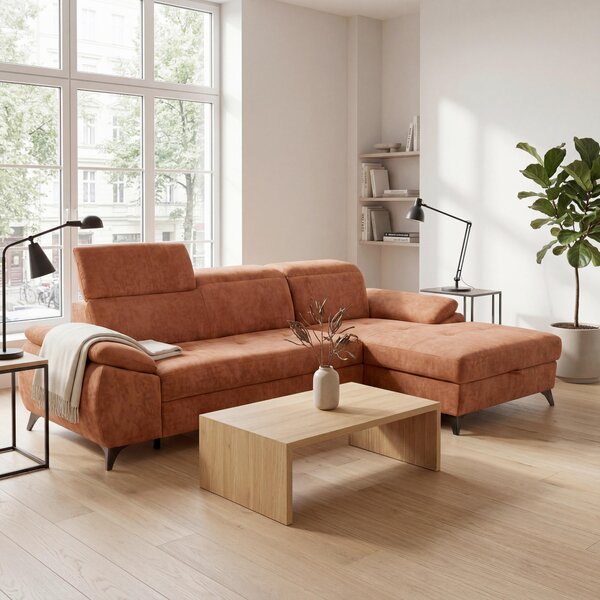 ROHOVÁ SEDAČKA, dřevo, textil, kompozitní dřevo, rezavá MID.YOU - Sedací soupravy, Online Only