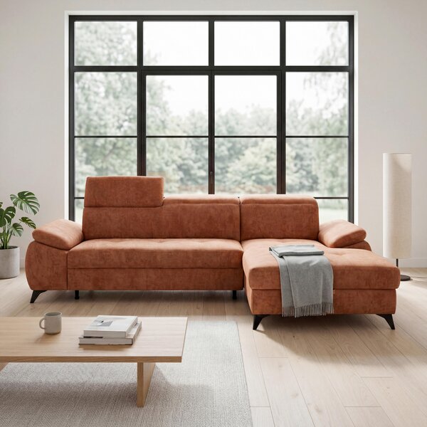ROHOVÁ SEDAČKA, dřevo, textil, kompozitní dřevo, rezavá MID.YOU - Sedací soupravy, Online Only