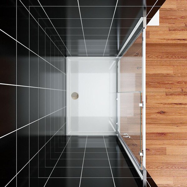 SONNI 130 x 185 cm stříbrnobílý sprchový kout, posuvné dveře, horní a spodní lišta, sklo 5 mm, rám dveří s rozsahem nastavení 20 mm