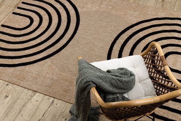 Makro Abra Kusový koberec Sisalový SPARK 0688 Geometrický béžový černý Rozměr: 160x220 cm