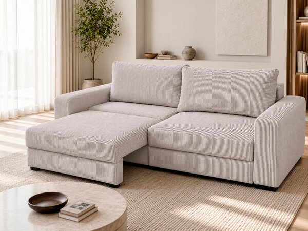 TŘÍMÍSTNÁ POHOVKA, dřevo, textil, kompozitní dřevo, cappuccino MID.YOU - Pohovky, Online Only