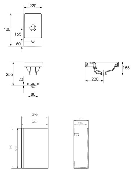 Cersanit Moduo umyvadla se skříňkou 40 cm bílá S801-218-DSM